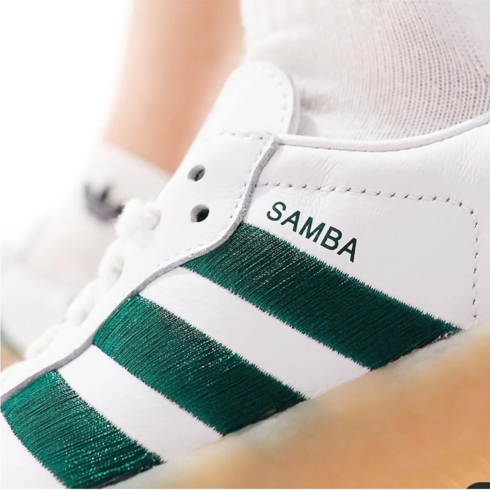 Adidas Samba White and Green Shoes Size 8.5 - Picture 3 of 13